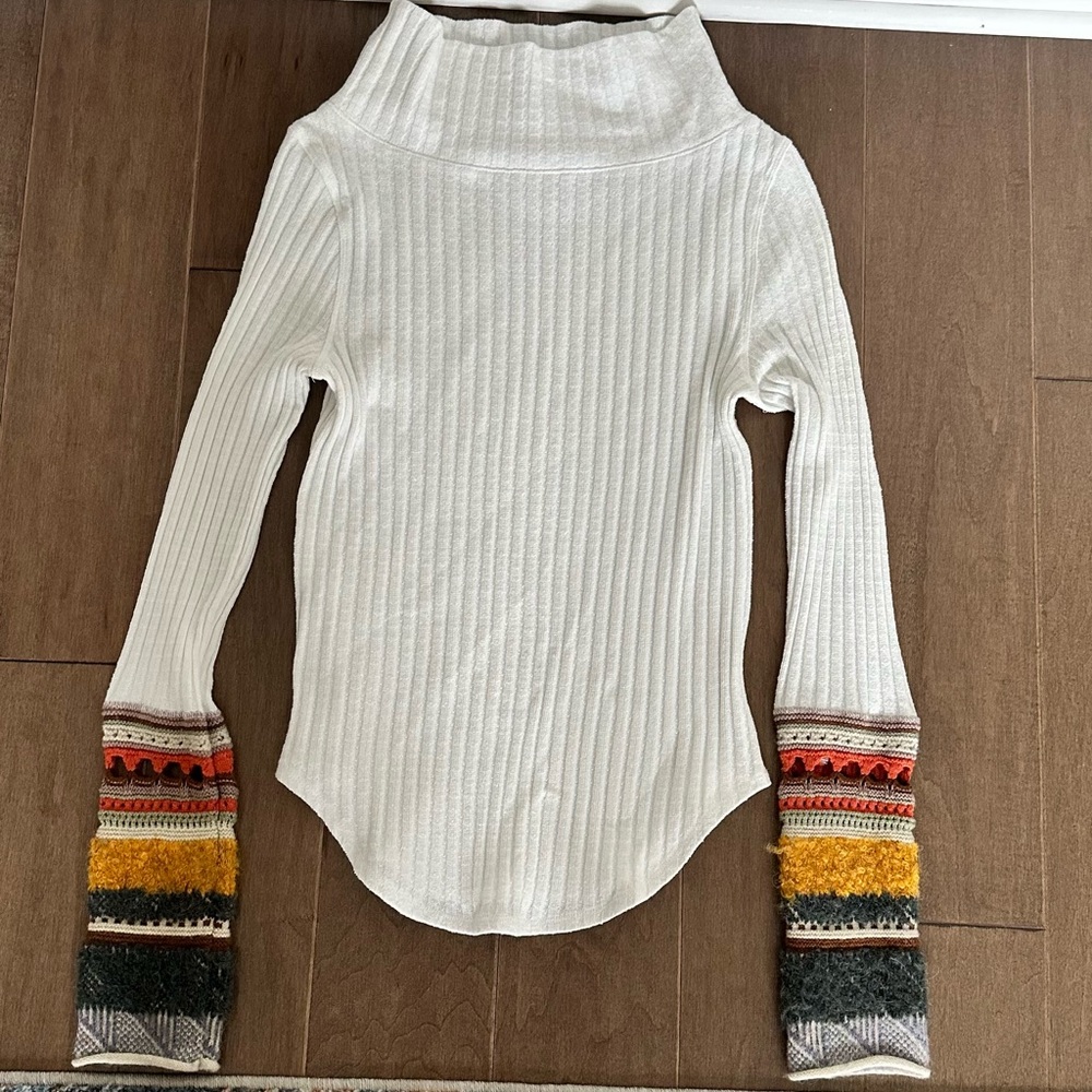 Free People Top with Colorful Sleeves